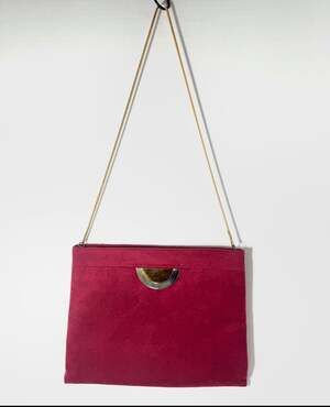 Vintage Reva Ultra Suede Shoulder Bag – Burgundy with Gold Hardware